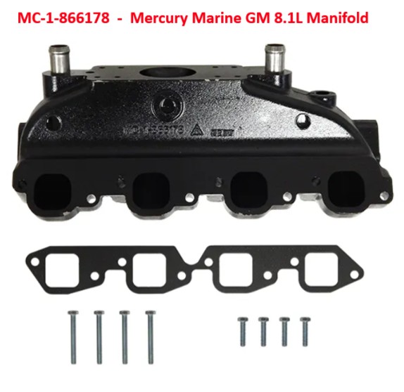 This is the direct replacement, water cooled, exhaust manifold for the Mercruiser 8.1L 496 cubic inch engine.